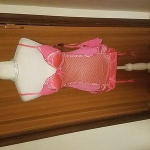 HOT PINK AND WHITE POLKA DOT BABY DOLL @ THONG